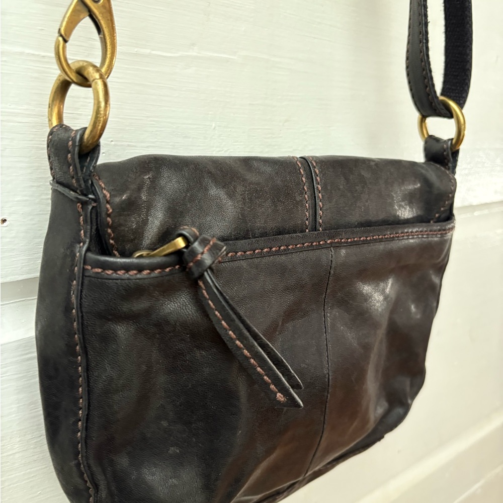 Fossil Dark Black Leather Crossbody Bag - Picture 3 of 7